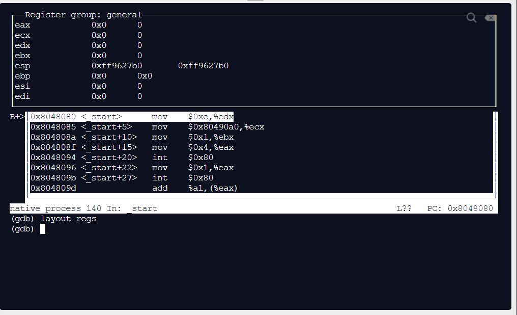 gdb layout